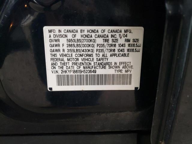 Photo 10 from auction – 2005 HONDA PILOT EXL with VIN 2HKYF18615H523649