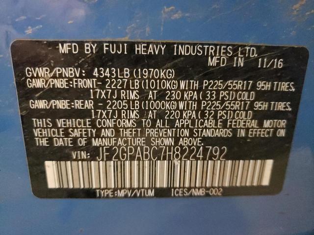 Photo 10 from auction – 2017 SUBARU CROSSTREK with VIN JF2GPABC7H8224792
