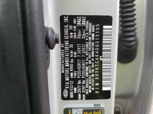 Photo 10 from auction – 2013 KIA SORENTO LX with VIN 5XYKTCA64DG313105