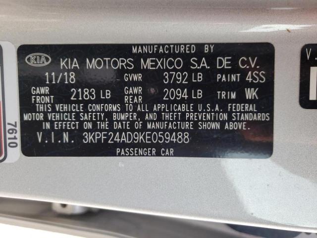 Photo 10 from auction – 2019 KIA FORTE FE with VIN 3KPF24AD9KE059488