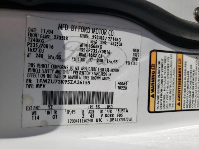 Photo 10 from auction – 2005 FORD EXPLORER X with VIN 1FMZU73K95ZA36155