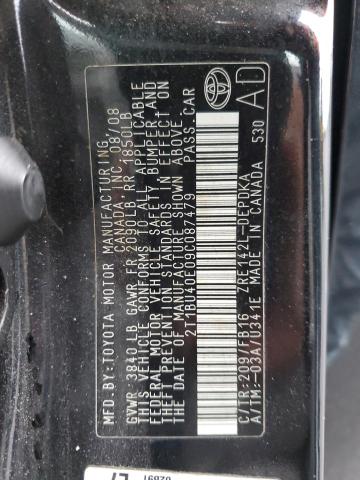 Photo 10 from auction – 2009 TOYOTA COROLLA BA with VIN 2T1BU40E09C087479