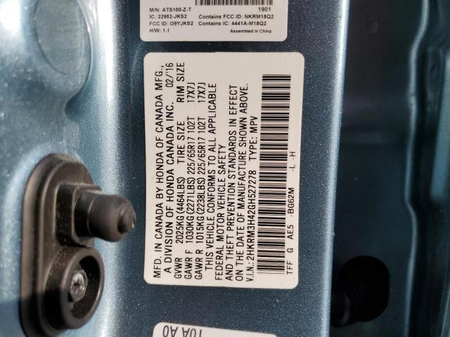Photo 10 from auction – 2016 HONDA CR-V SE with VIN 2HKRM3H42GH527278