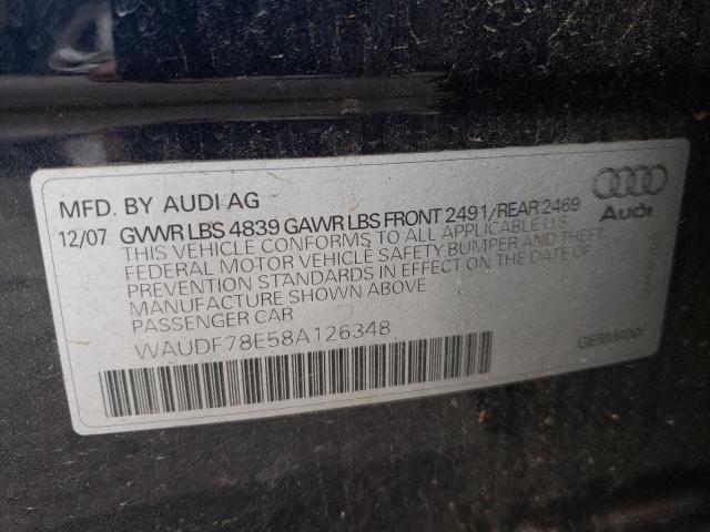 Photo 10 from auction – 2008 AUDI A4 with VIN WAUDF78E58A126348