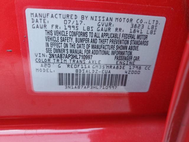 Photo 10 from auction – 2017 NISSAN SENTRA S with VIN 3N1AB7AP3HL710997