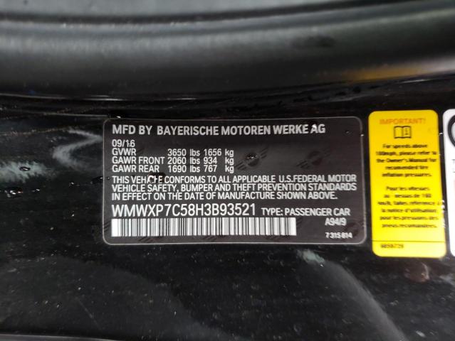 Photo 10 from auction – 2017 MINI COOPER S with VIN WMWXP7C58H3B93521