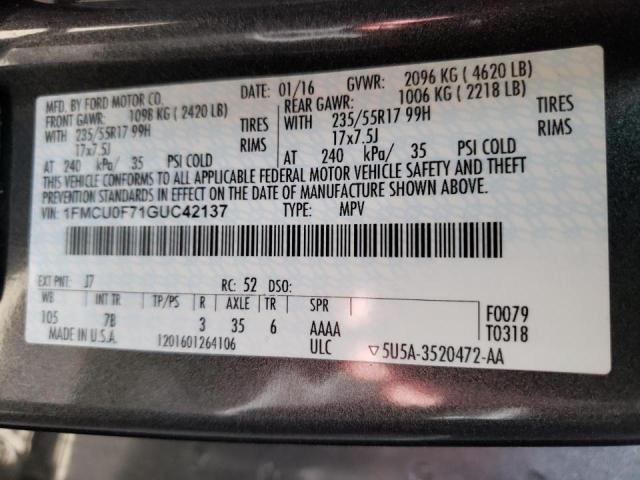 Photo 10 from auction – 2016 FORD ESCAPE S with VIN 1FMCU0F71GUC42137