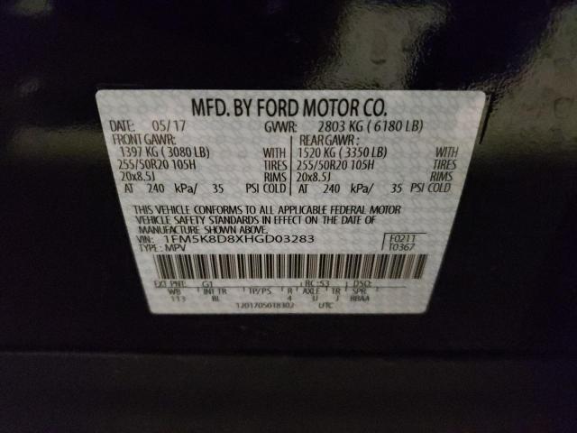 Photo 10 from auction – 2017 FORD EXPLORER X with VIN 1FM5K8D8XHGD03283