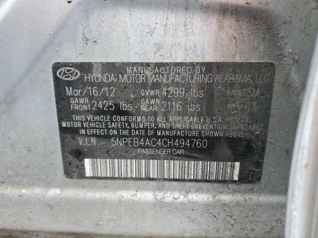 Photo 10 from auction – 2012 HYUNDAI SONATA GLS with VIN 5NPEB4AC4CH494760