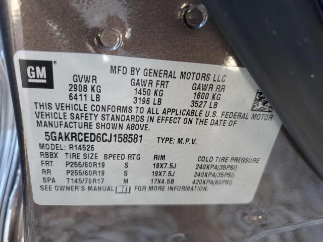 Photo 10 from auction – 2012 BUICK ENCLAVE with VIN 5GAKRCED6CJ158581