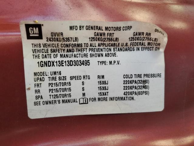 Photo 10 from auction – 2003 CHEVROLET VENTURE LU with VIN 1GNDX13E13D303495