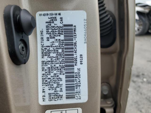 Photo 10 from auction – 2002 TOYOTA CAMRY LE with VIN 4T1BE32K62U002966