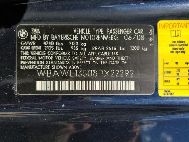 Photo 10 from auction – 2008 BMW 328 I with VIN WBAWL13508PX22292