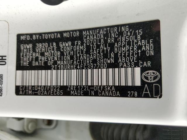 Photo 10 from auction – 2015 TOYOTA COROLLA L with VIN 2T1BURHE4FC397700