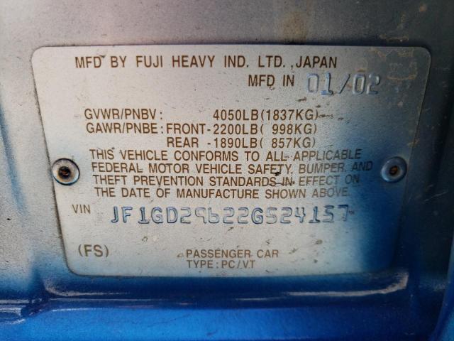 Photo 10 from auction – 2002 SUBARU IMPREZA WR with VIN JF1GD29622G524157