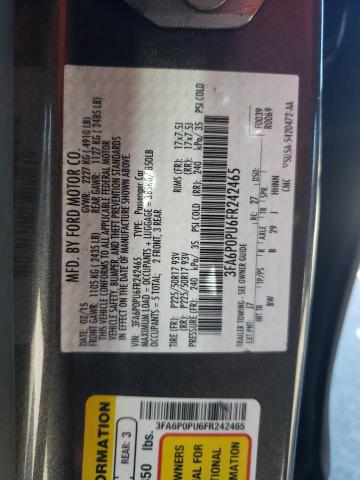 Photo 10 from auction – 2015 FORD FUSION SE with VIN 3FA6P0PU6FR242465