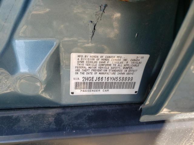 Photo 10 from auction – 2000 HONDA CIVIC BASE with VIN 2HGEJ6616YH558899