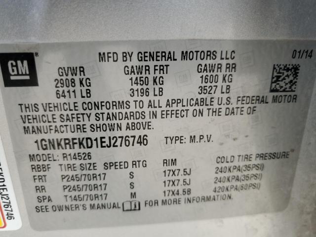 Photo 10 from auction – 2014 CHEVROLET TRAVERSE L with VIN 1GNKRFKD1EJ276746