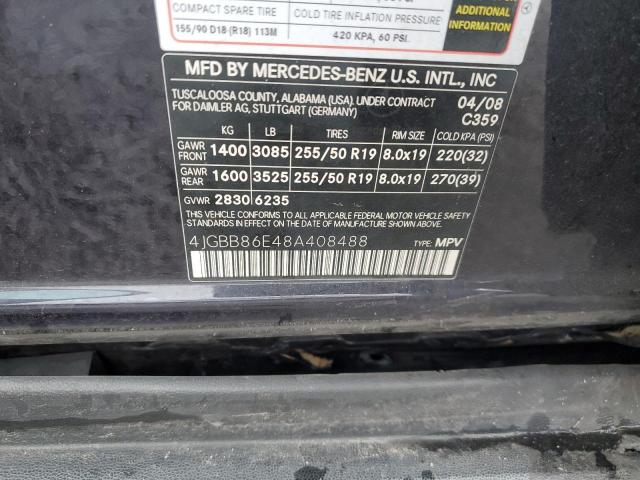 Photo 10 from auction – 2008 MERCEDES-BENZ ML 350 with VIN 4JGBB86E48A408488