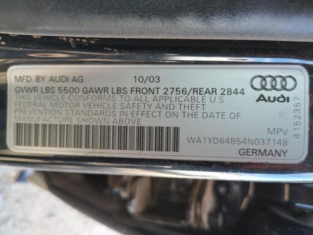 Photo 10 from auction – 2004 AUDI ALLROAD with VIN WA1YD64B54N037148