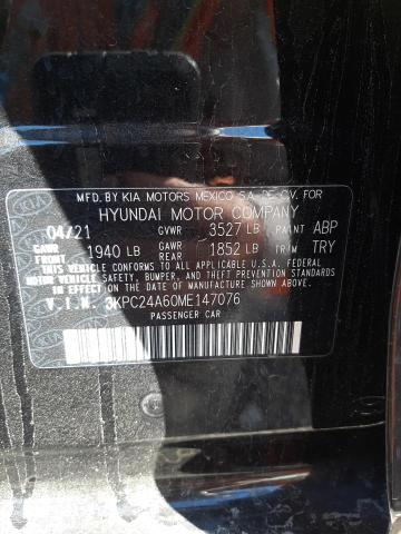 Photo 10 from auction – 2021 HYUNDAI ACCENT SE with VIN 3KPC24A60ME147076