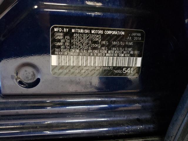Photo 10 from auction – 2019 MITSUBISHI OUTLANDER with VIN JA4AD3A36KZ006672