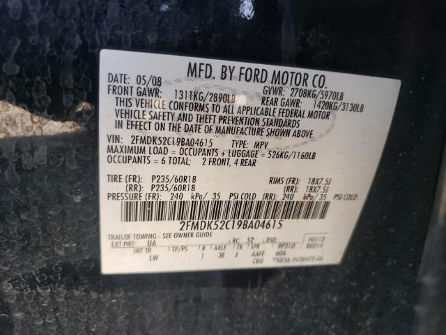 Photo 10 from auction – 2009 FORD FLEX SEL with VIN 2FMDK52C19BA04615