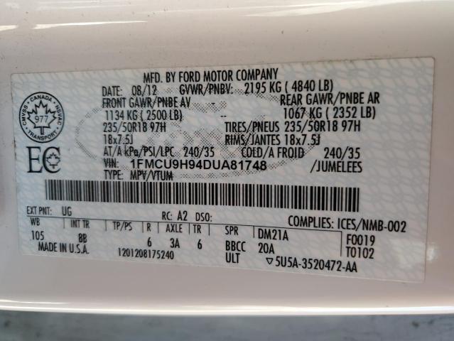 Photo 10 from auction – 2013 FORD ESCAPE SEL with VIN 1FMCU9H94DUA81748