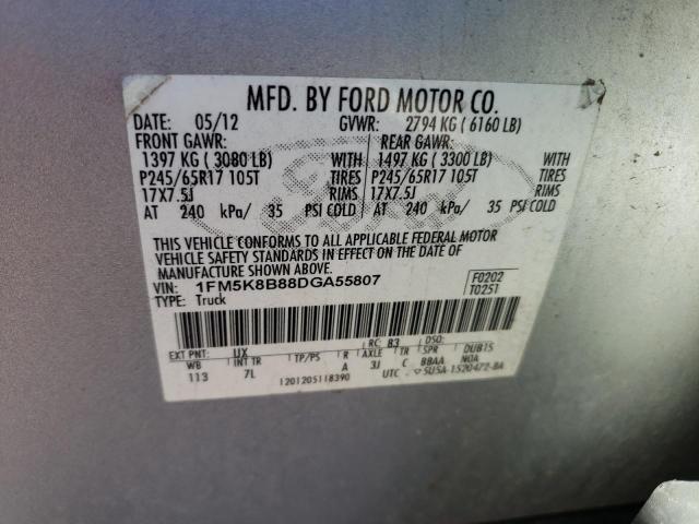 Photo 10 from auction – 2013 FORD EXPLORER with VIN 1FM5K8B88DGA55807