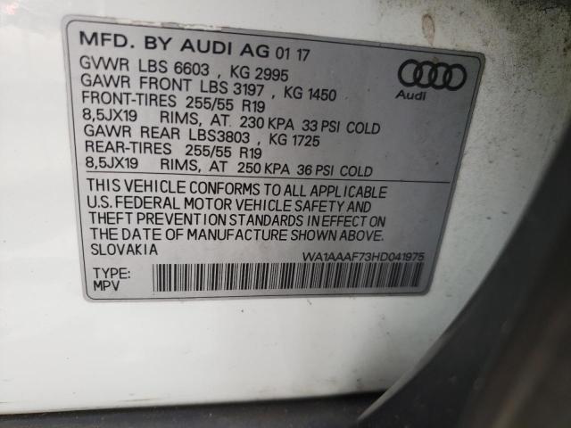 Photo 10 from auction – 2017 AUDI Q7 PREMIUM with VIN WA1AAAF73HD041975