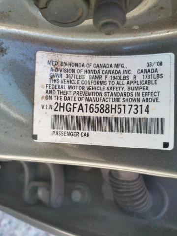 Photo 10 from auction – 2008 HONDA CIVIC LX with VIN 2HGFA16588H517314