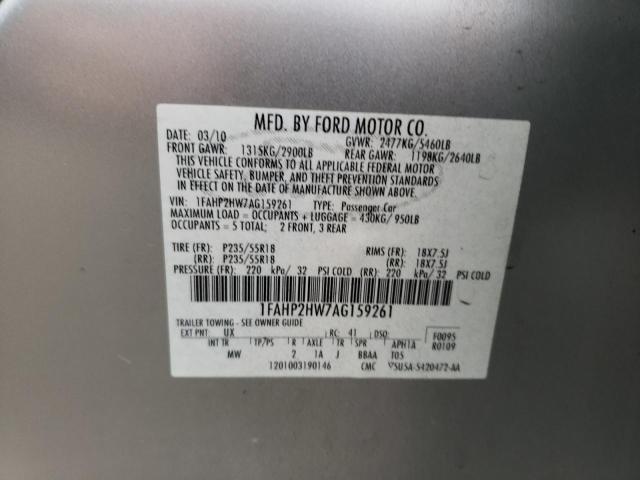 Photo 10 from auction – 2010 FORD TAURUS SEL with VIN 1FAHP2HW7AG159261