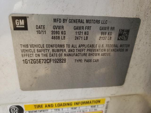 Photo 10 from auction – 2012 CHEVROLET MALIBU LTZ with VIN 1G1ZG5E72CF192828