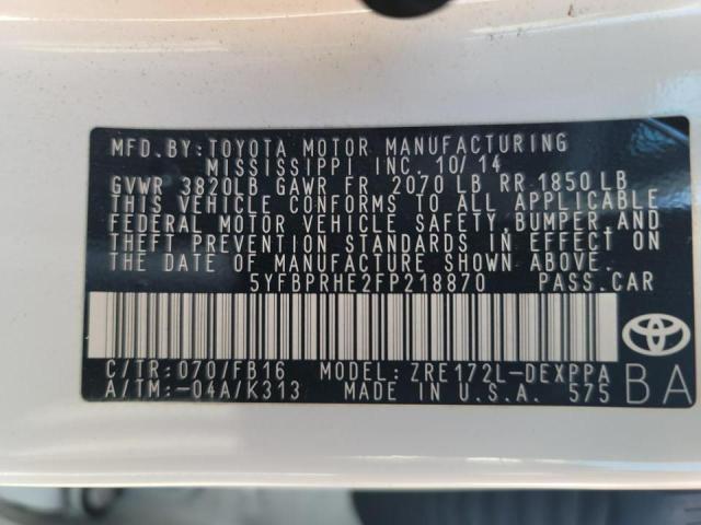 Photo 10 from auction – 2015 TOYOTA COROLLA EC with VIN 5YFBPRHE2FP218870