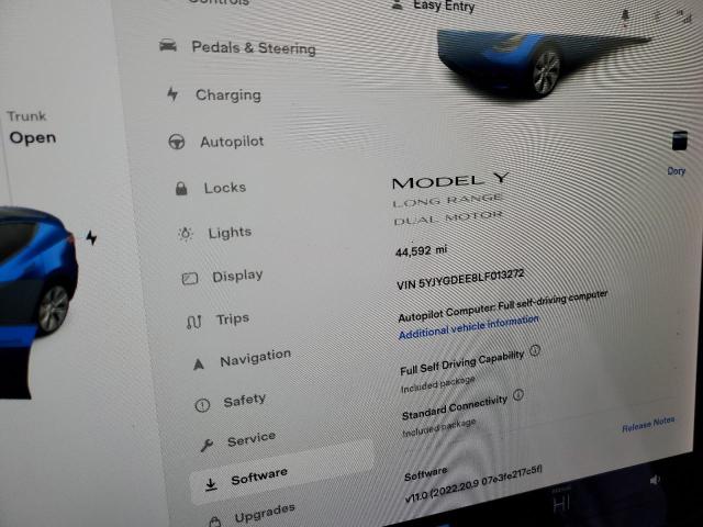 Photo 8 from auction – 2020 TESLA MODEL Y with VIN 5YJYGDEE8LF013272
