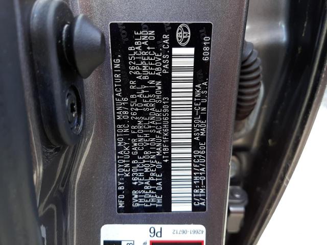 Photo 10 from auction – 2017 TOYOTA CAMRY LE with VIN 4T1BF1FK6HU659013