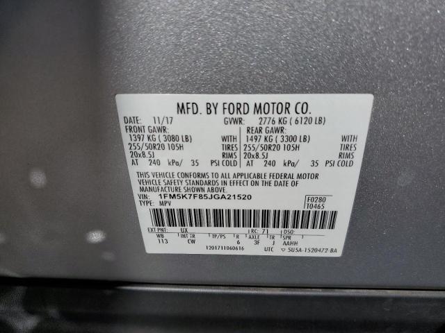 Photo 10 from auction – 2018 FORD EXPLORER L with VIN 1FM5K7F85JGA21520