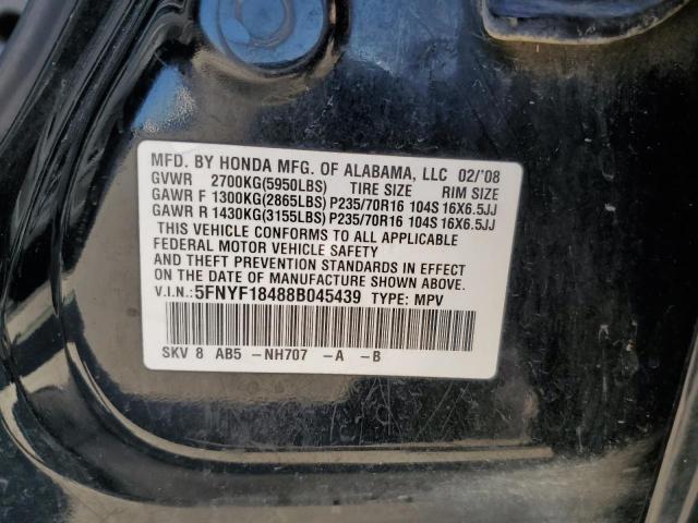 Photo 10 from auction – 2008 HONDA PILOT EX with VIN 5FNYF18488B045439