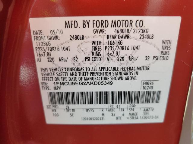Photo 10 from auction – 2010 FORD ESCAPE LIM with VIN 1FMCU9EG2AKD05349