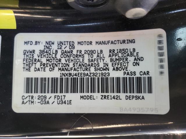 Photo 10 from auction – 2010 TOYOTA COROLLA BA with VIN 1NXBU4EE9AZ321923