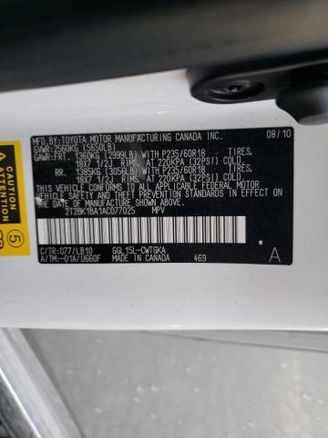 Photo 10 from auction – 2010 LEXUS RX 350 with VIN 2T2BK1BA1AC077025