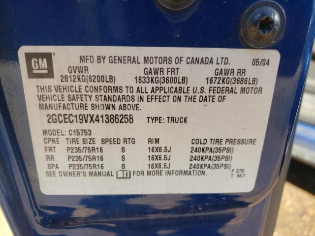 Photo 10 from auction – 2004 CHEVROLET SILVERADO with VIN 2GCEC19VX41386258