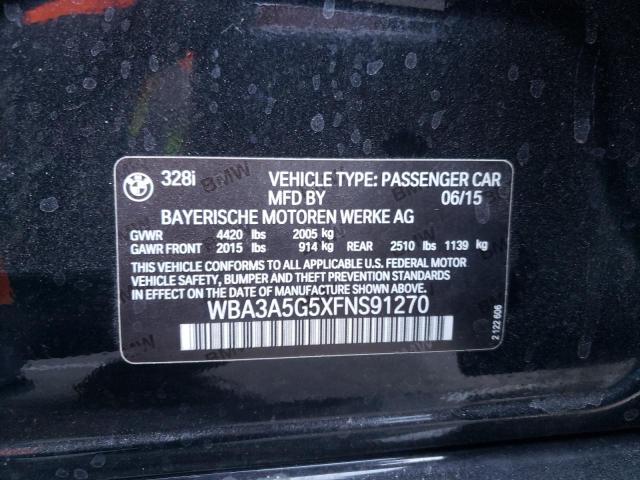 Photo 10 from auction – 2015 BMW 328 I with VIN WBA3A5G5XFNS91270