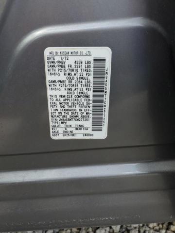 Photo 10 from auction – 2012 NISSAN ROGUE S with VIN JN8AS5MT7CW277251