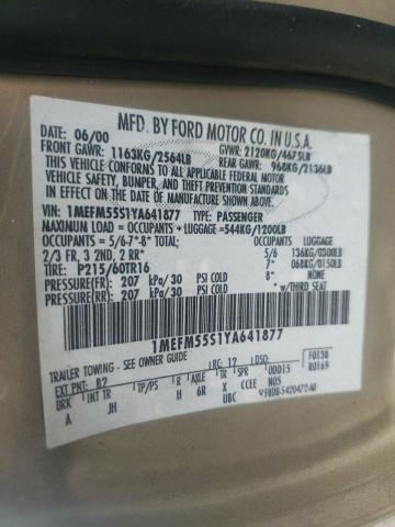 Photo 10 from auction – 2000 MERCURY SABLE LS P with VIN 1MEFM55S1YA641877