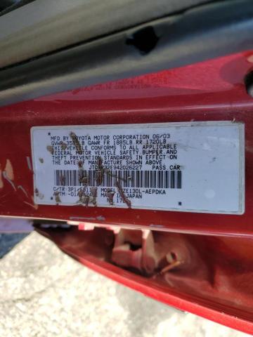 Photo 10 from auction – 2004 TOYOTA COROLLA CE with VIN JTDBR32E942026227