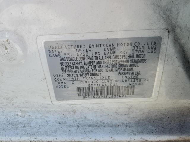 Photo 10 from auction – 2015 NISSAN VERSA S with VIN 3N1CN7AP3FL805671