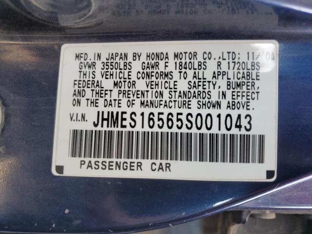 Photo 10 from auction – 2005 HONDA CIVIC LX with VIN JHMES16565S001043