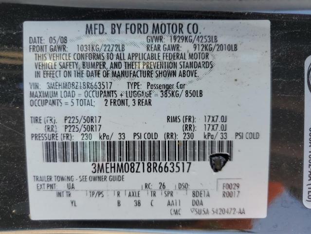 Photo 10 from auction – 2008 MERCURY MILAN PREM with VIN 3MEHM08Z18R663517