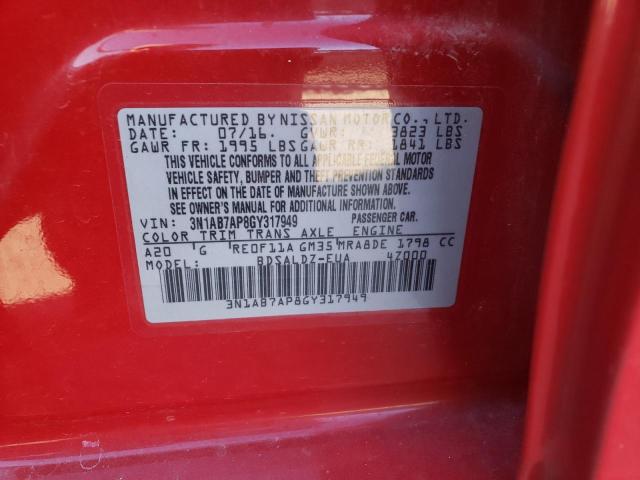 Photo 10 from auction – 2016 NISSAN SENTRA with VIN 3N1AB7AP8GY317949